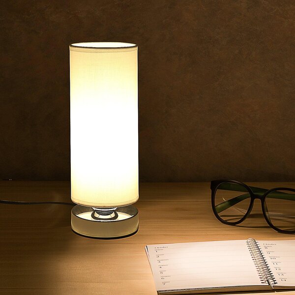 Lampada da Comodino Abat Jour con Paralume in Poliestere E27 Ø10,8x30 cm Bianca