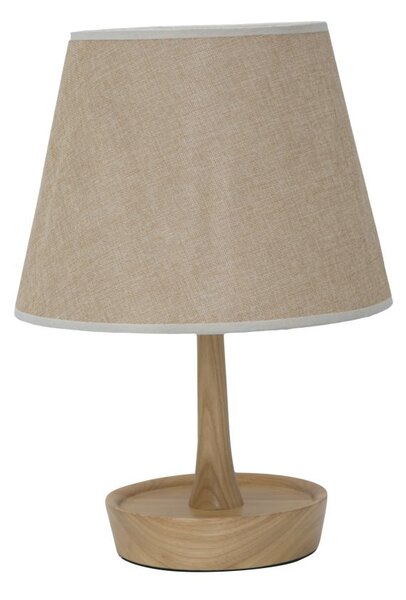 Lampada da Tavolo con Svuotatasche in Legno Ø25x49 cm Legno Tessuto e Ferro