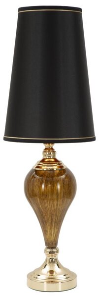 Lampada da Tavolo Fashion Glam Ø27x81 cm in Ferro Plastica e Poliestere Nero e Oro