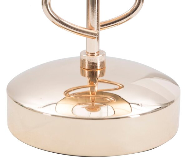 Lampada da Tavolo x Ø28x49 cm in Ferro Carta e Tessuto Oro e Nero