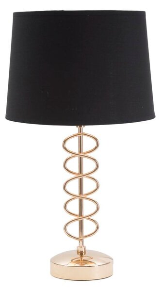 Lampada da Tavolo x Ø28x49 cm in Ferro Carta e Tessuto Oro e Nero