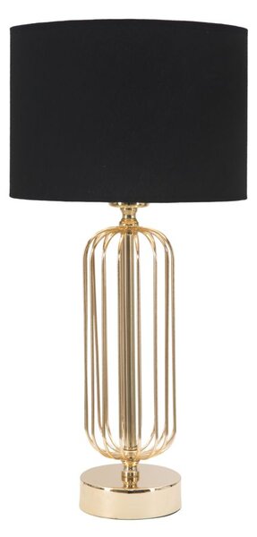 Lampada da Tavolo Glam Towy Ø25x51 cm in Ferro e Tessuto Nero e Oro