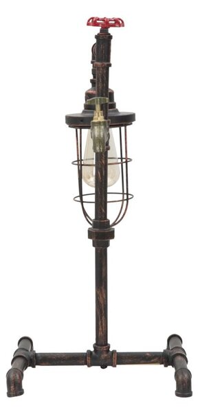 Lampada da Tavolo Manhattan/Cage 27x27x56 cm in Ferro Nero Rame e Rosso
