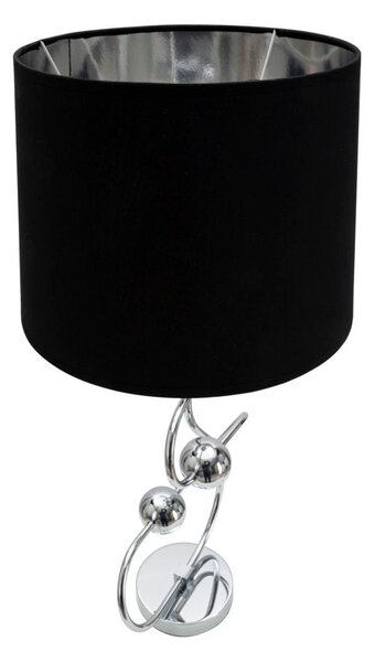 Lampada da Tavolo Argento Ball Ø33x67 cm in Ferro PVC e Tessuto Argento e Nero