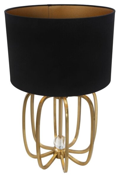 Lampada da Tavolo Glam Ball Ø38x62 cm in Ferro Plastica e Poliestere Nero e Oro