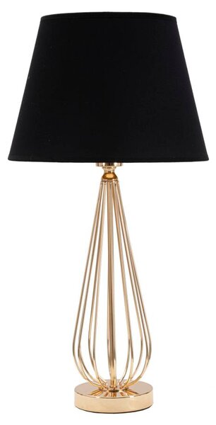 Lampada da Tavolo Ovy Ø32,5x62 cm in Ferro PVC e Tessuto Oro e Nero