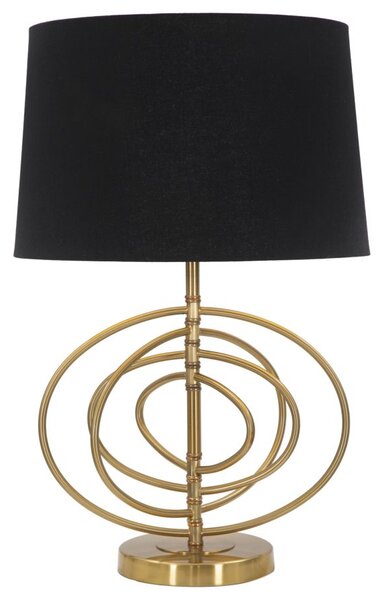 Lampada da Tavolo Glam Fluy Ø40x60,5 cm in Ferro Plastica e Poliestere Nero e Oro