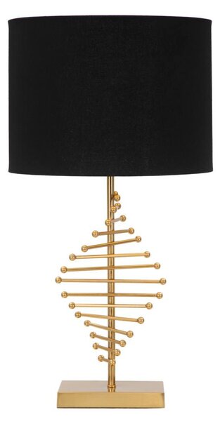 Lampada da Tavolo Glam Sticky Ø34x65 cm in Ferro Plastica e Poliestere Nero e Oro