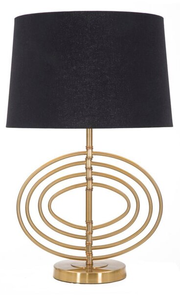 Lampada da Tavolo Glam Fluy Ø40x60,5 cm in Ferro Plastica e Poliestere Nero e Oro