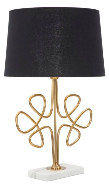 Lampada da Tavolo Glam Roudy Ø39x65 cm in Ferro Plastica e Poliestere Nero e Oro