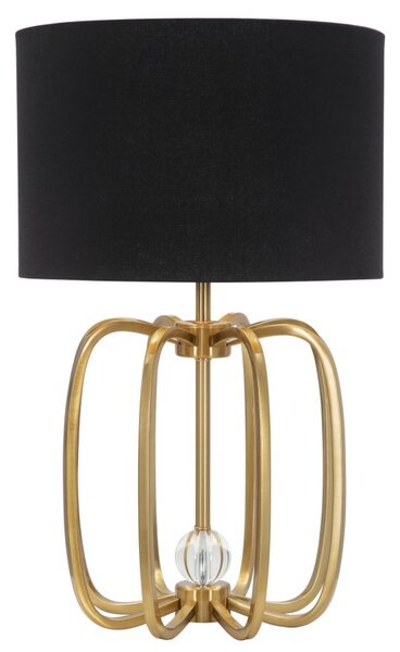 Lampada da Tavolo Glam Ball Ø38x62 cm in Ferro Plastica e Poliestere Nero e Oro
