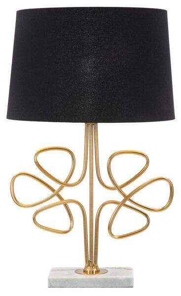 Lampada da Tavolo Glam Roudy Ø39x65 cm in Ferro Plastica e Poliestere Nero e Oro
