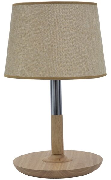 Paralume da Comodino WoodeSteel Ø25x42 cm Legno e Tessuto Naturale