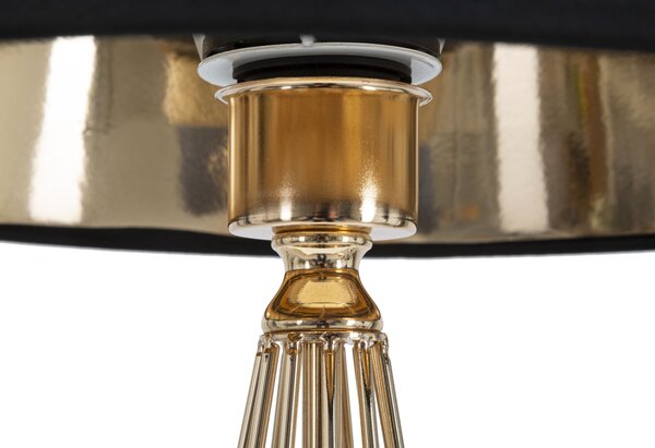 Lampada da Tavolo Ovy Ø32,5x62 cm in Ferro PVC e Tessuto Oro e Nero