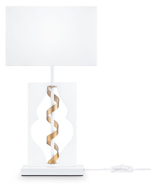 Lampada da tavolo Elegant in Metallo Intreccio Bianco con Oro