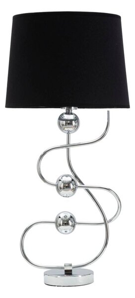 Lampada da Tavolo Argento Ball Ø33x67 cm in Ferro PVC e Tessuto Argento e Nero