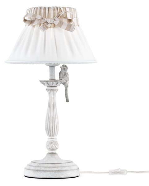 Lampada da tavolo Elegant in Metallo Bird Bianco Antique