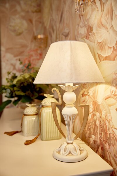 Lampada da tavolo Elegant in Metallo Monile Bianco con Oro