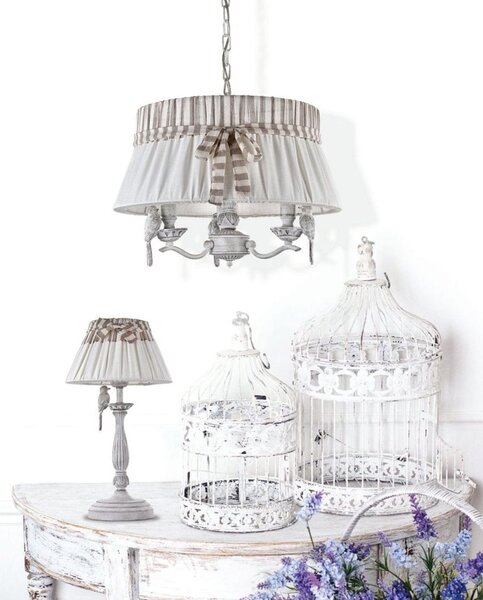 Lampada da tavolo Elegant in Metallo Bird Bianco Antique