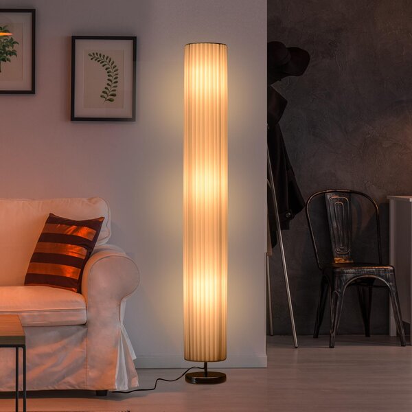 Lampada da Terra 160 cm con Interruttore a Pedale in Acciaio Inox Bianco