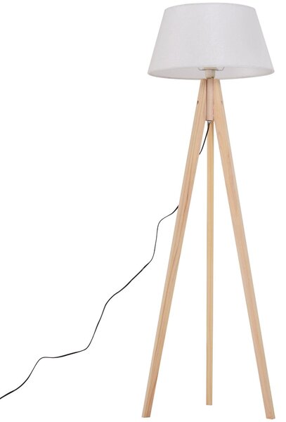 Lampada da Terra con Treppiede Paralume in Tessuto Crema 146 cm