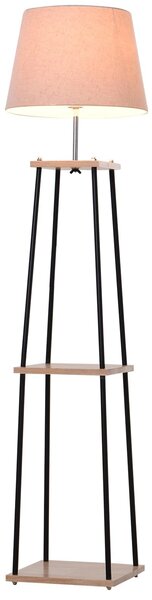 Lampada da Terra in Tessuto con 3 Ripiani 40x40x160 cm Beige