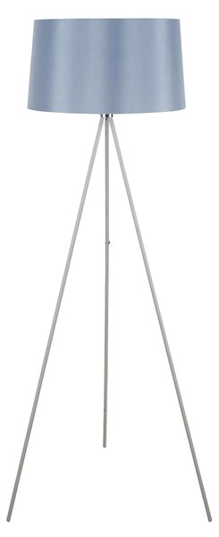 Lampada da Terra Treppiede in Metallo con Paralume in Lino Grigio Ø48x156 cm