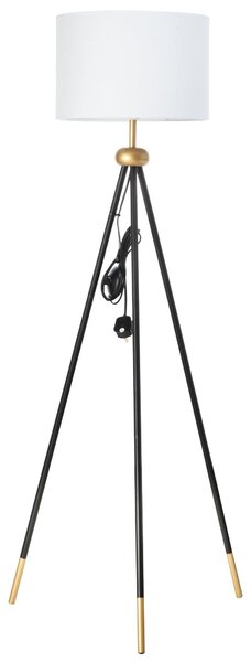 Lampada da Terra Tripode in Metallo con Paralume 56x56x137 cm Bianco