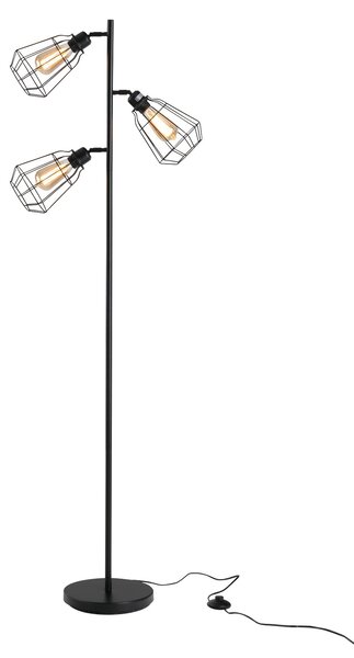 Lampada da Terra con 3 Paralumi Regolabili in Acciaio Ø36x165 cm Nera
