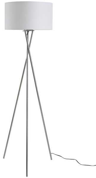 Lampada da Terra Tripode in Metallo con Paralume Ø48x162 cm Bianco