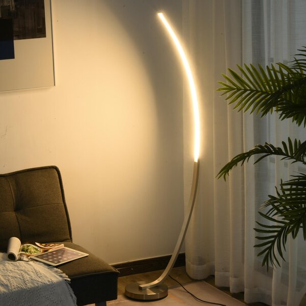 Lampada da Terra ad Arco a LED 3000K 50x23x149 cm in Acciaio e Allumino Argento