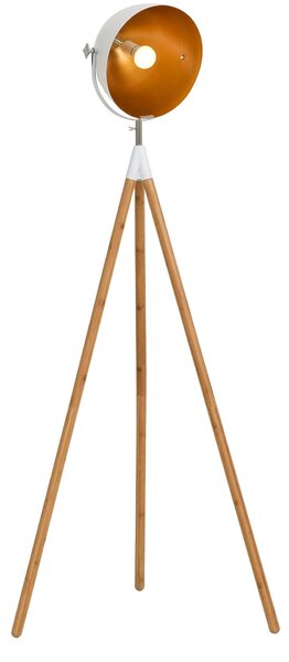 Lampada da Terra Tripode in Legno con Paralume in Metallo 70x70x170 cm E27
