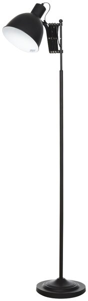 Lampada da Terra con Paralume E27 Estraibile in Metallo Nera