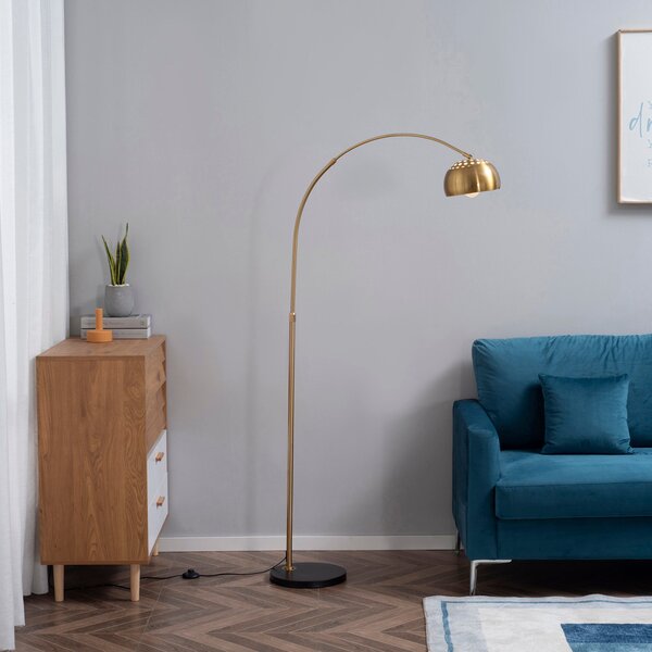 Lampada da Terra ad Arco 30x100x167 cm E27 Paralume in Metallo Oro e Nero