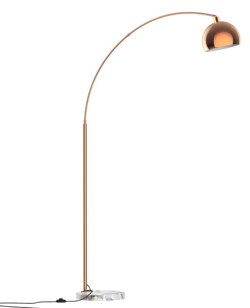 Lampada da Terra ad Arco con Paralume E27 in Acciaio e Marmo Rame