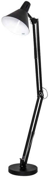 Lampada da Terra con Paralume E27 63x31,5x91-182 cm in Metallo Nera