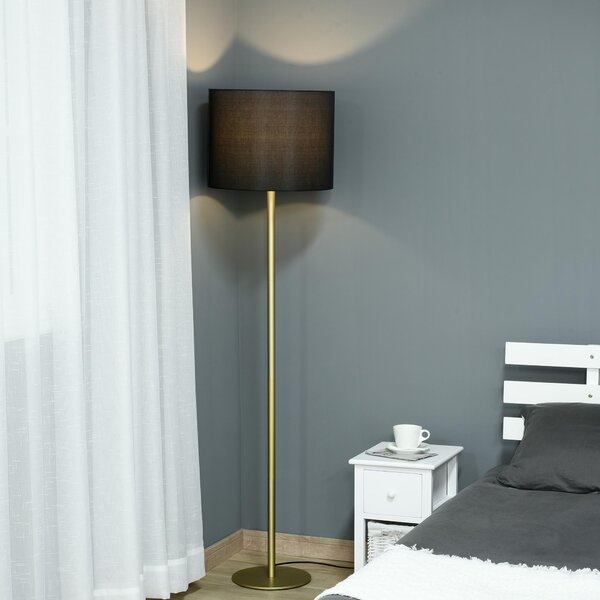 Lampada da Terra con Paralume in Stoffa E27 Ø40x160 cm Oro