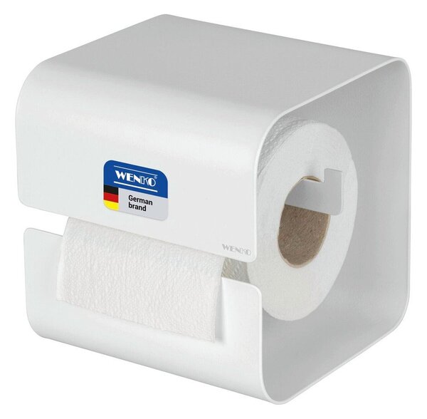 Porta carta igienica senza foratura bianco in acciaio con aggancio Turbo-loc Lizan – Wenko
