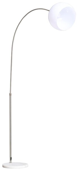 Lampada da Terra ad Arco con Paralume E27 94x30x130-180 cm in Metallo e Metallo Bianco