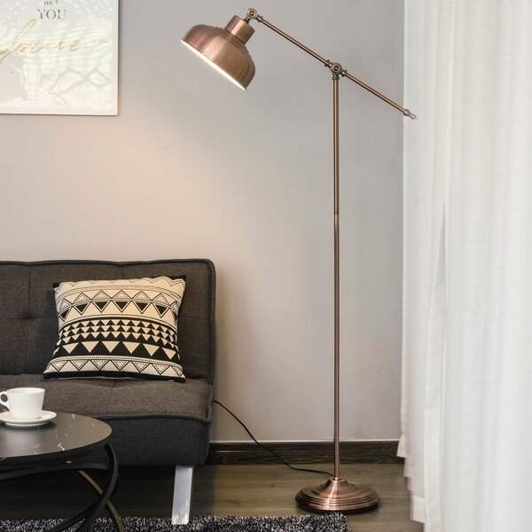 Lampada da Terra con Paralume E27 in Metallo Bronzo