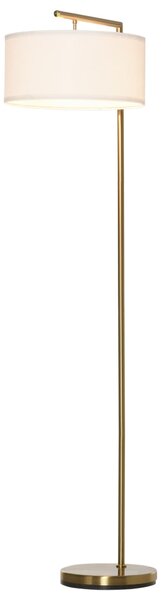 Lampada da Terra con Paralume E27 in Metallo Oro e Bianco