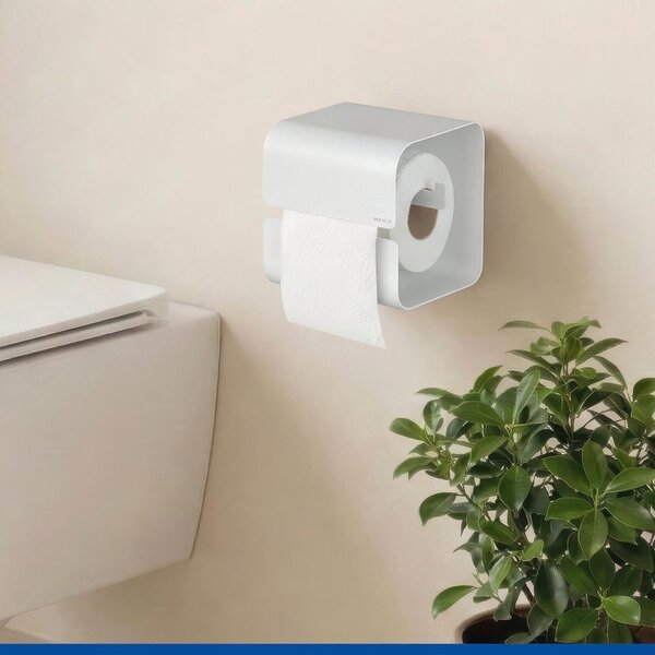 Porta carta igienica senza foratura bianco in acciaio con aggancio Turbo-loc Lizan – Wenko