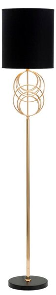 Lampada da Terra Circly Ø35x171 cm in Ferro PVC e Tessuto Oro e Nero