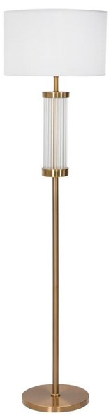 Lampada da Terra Ottoman Ø40x158 cm in Ferro e Vetro e Tessuto Oro e Bianco