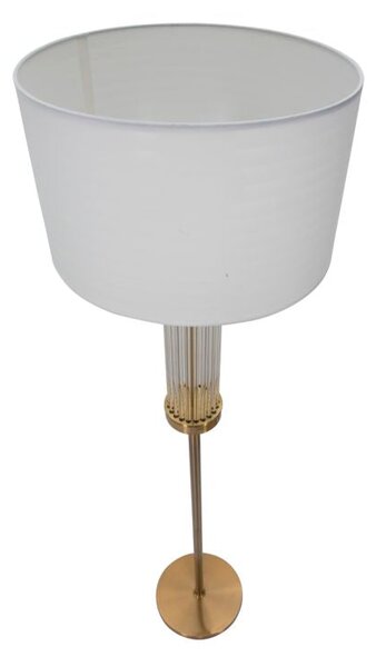 Lampada da Terra Ottoman Ø40x158 cm in Ferro e Vetro e Tessuto Oro e Bianco