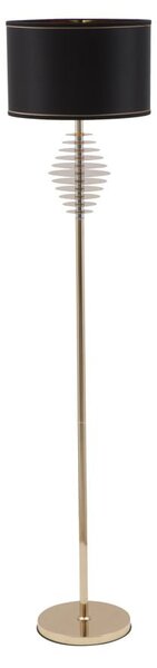 Lampada da Terra Round Glam Ø40x180 cm in Ferro Plastica e Poliestere Nero e Oro