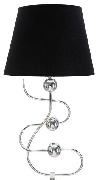 Lampada da Terra Argento Ball Ø37x169 cm in Ferro PVC e Tessuto Argento e Nero