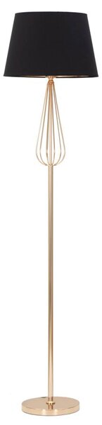 Lampada da Terra Ovy Ø40x167 cm in Ferro PVC e Tessuto Oro e Nero
