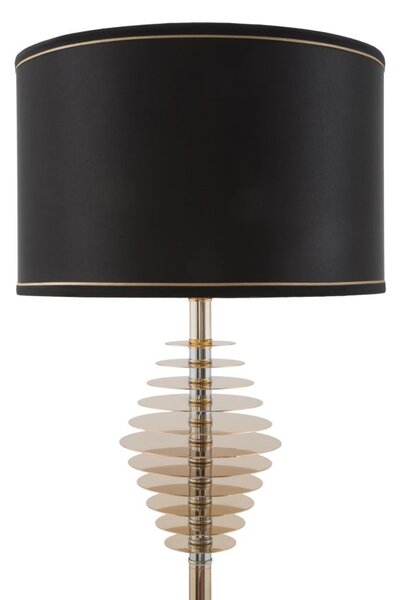 Lampada da Terra Round Glam Ø40x180 cm in Ferro Plastica e Poliestere Nero e Oro