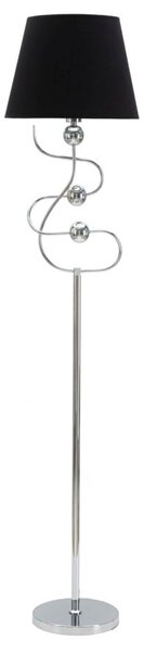 Lampada da Terra Argento Ball Ø37x169 cm in Ferro PVC e Tessuto Argento e Nero